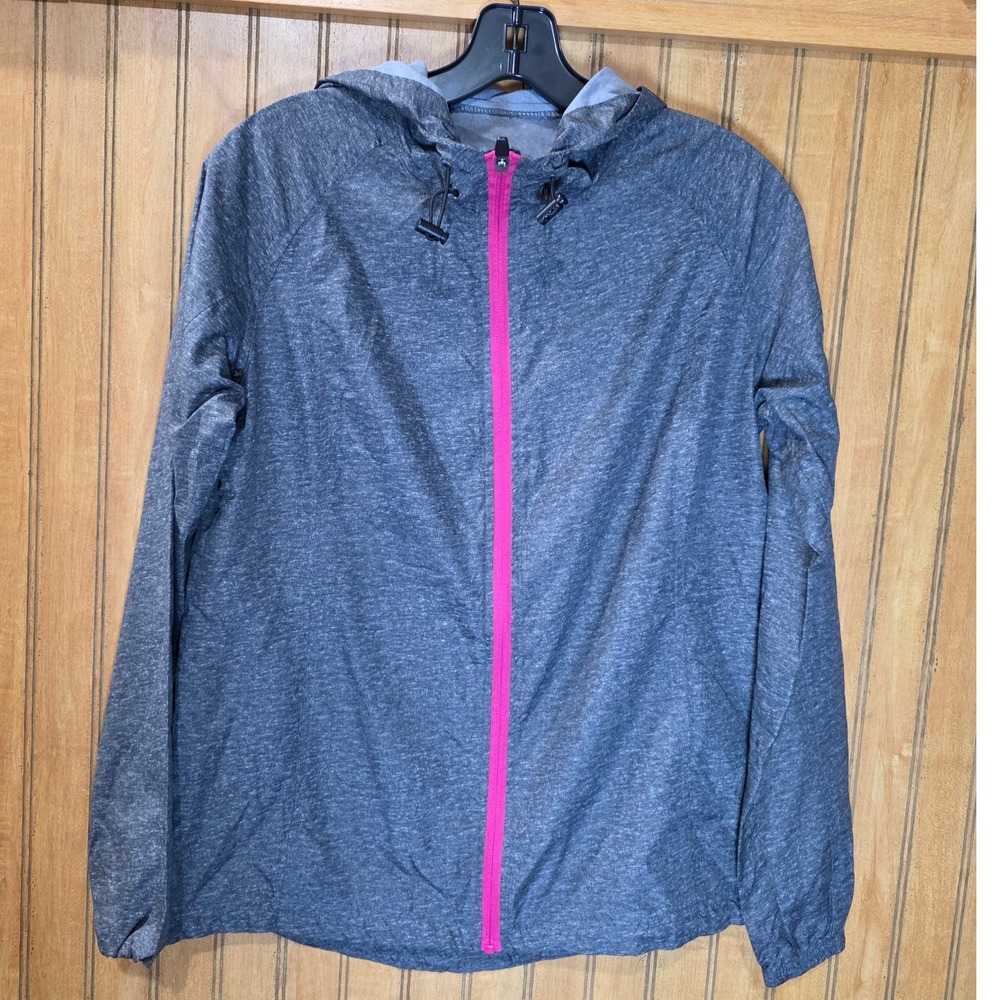 Asics Packable Jacket Water Wind Resistant Running Lightweight‎ Gray Pink M